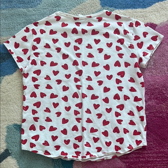 Zara Red and White Heart Pattern Short Sleeve Tee - Picture 3 of 6